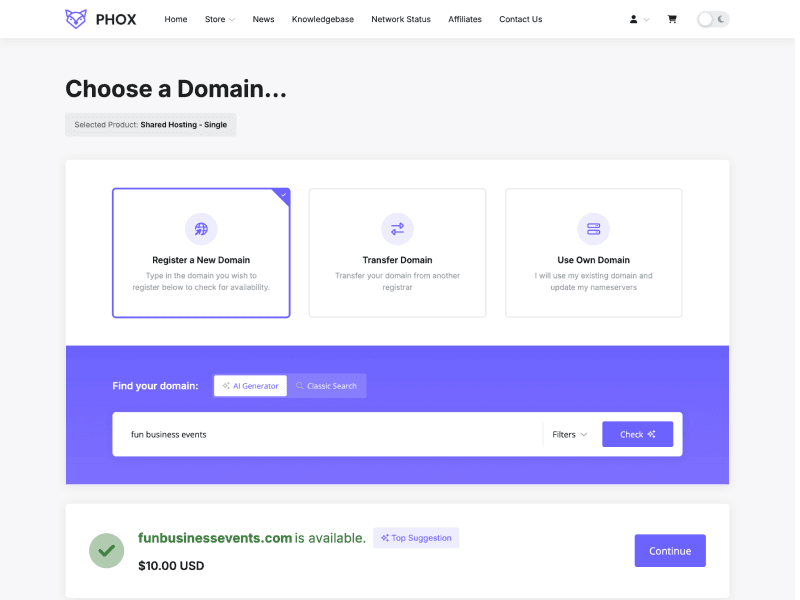 Configure Product / Domain page in the Cards layout