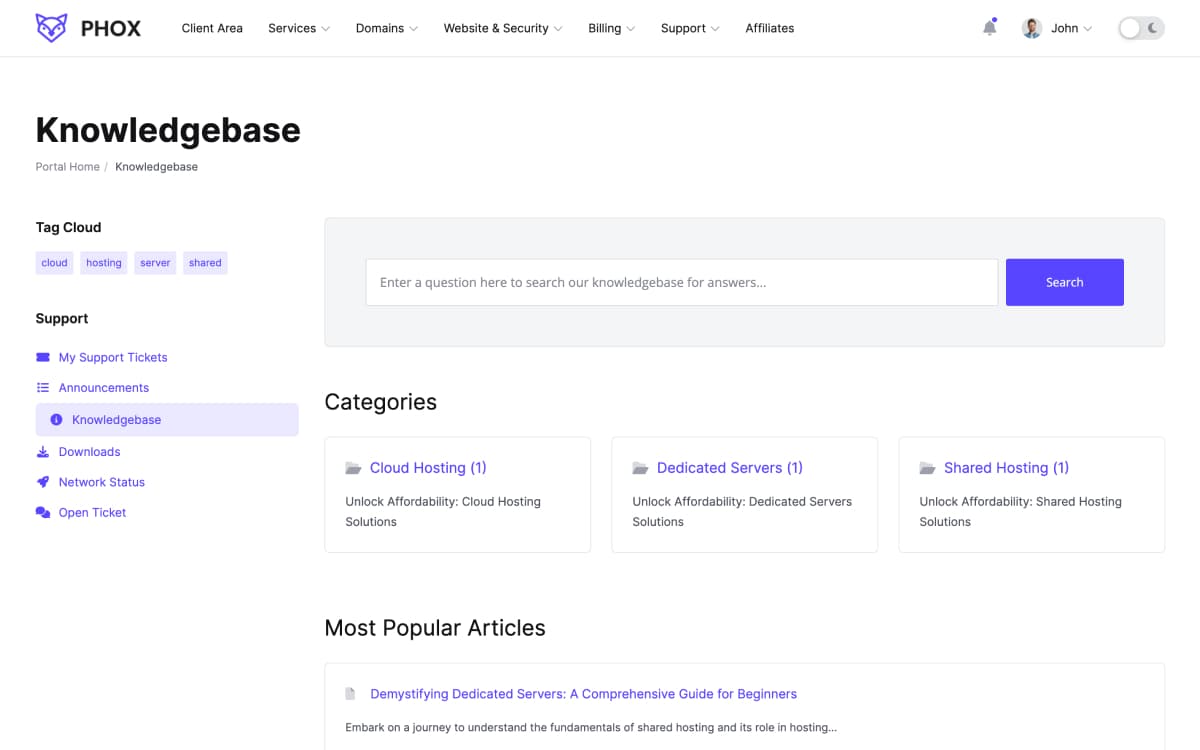 knowledgebase page
