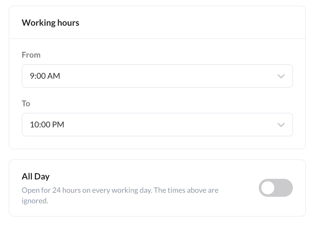 working hours